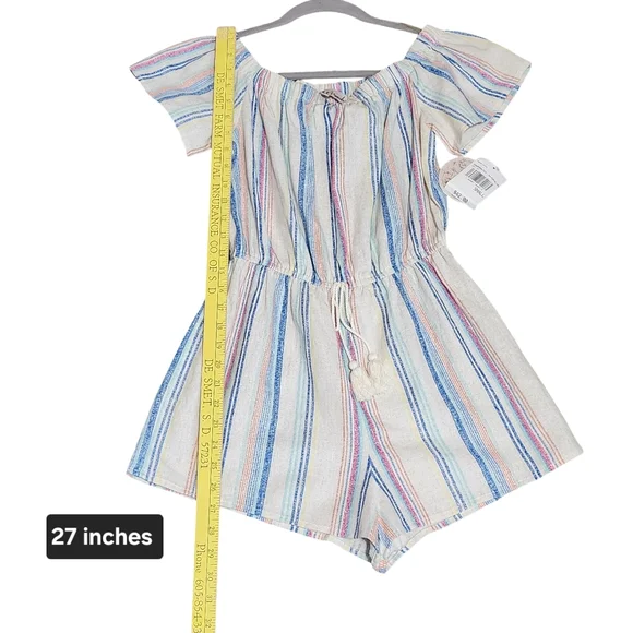 GYPSIES MOONDUST Womens Romper Small Natural Stripe Coastal Boho NEW - Picture 7 of 12